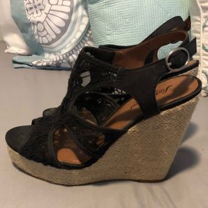 Lucky Brand Black Wedges, Size 7.5